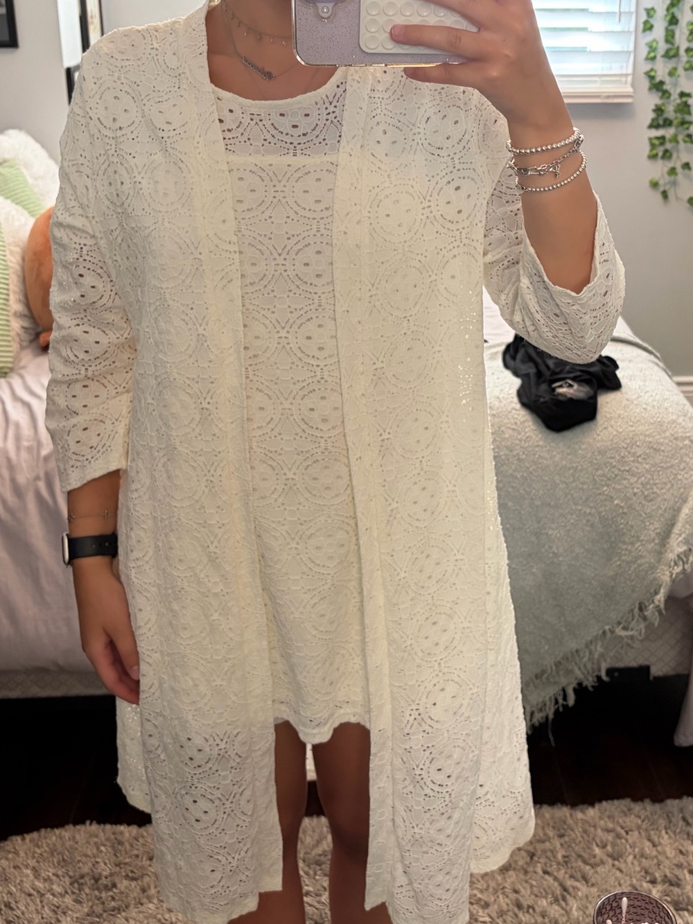 Nina Leonard Lace T-shirt and matching Cardigan